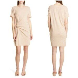 New VINCE Short Classic Cotton Stripe Side-Tie Shirt Dress Size‎ L